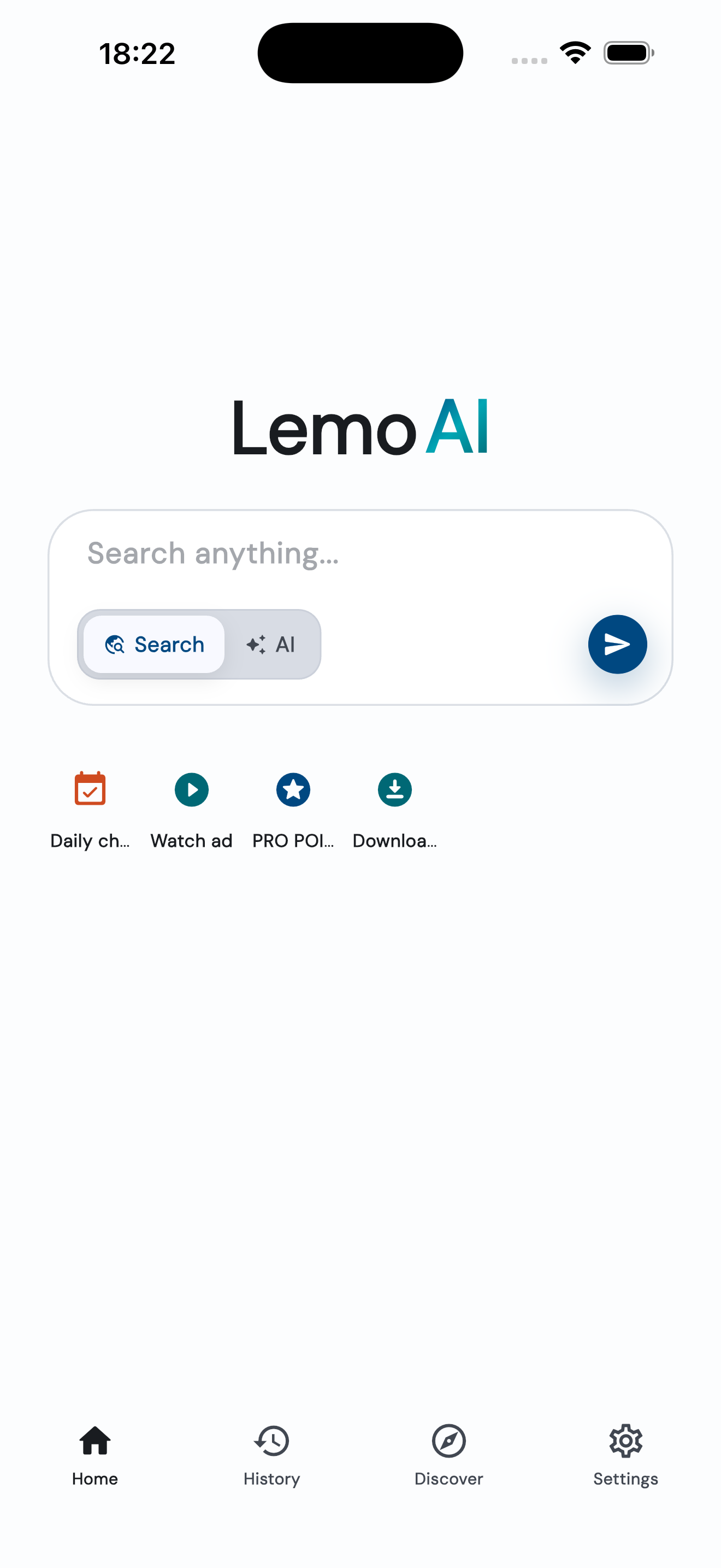 LemoAI iPhone app screens showing search, AI, and video features